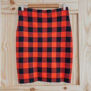 Buffalo plaid midi skirt